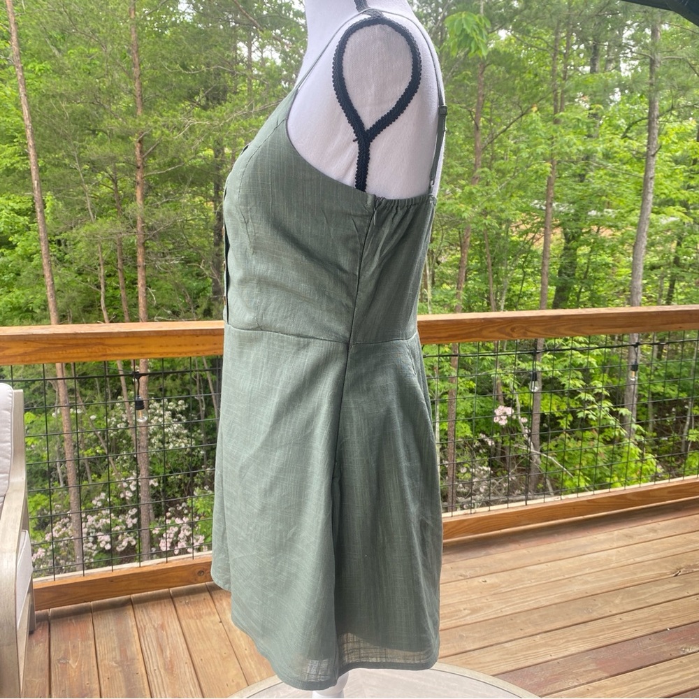 Love Crazy Sage Green Button-Front Romper size Small Beach Summer Cotton - Picture 5 of 17